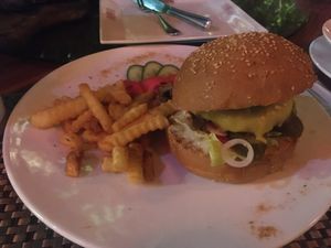 beyond burger with mushrooms, and vegan cheese  at Vegan In Our House in Cairo