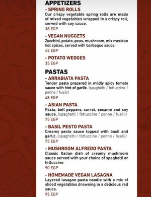 The updated menu. Part 3 #Veganuary at Vegan In Our House in Cairo