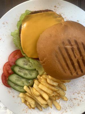 homemade cheese burger  at Vegan In Our House in Cairo