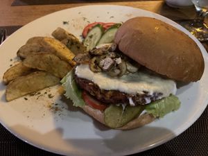 Mushroom homemade burguer  at Vegan In Our House in Cairo