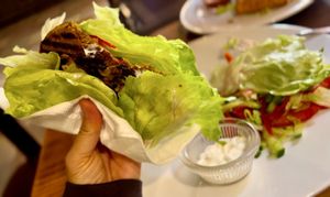 Vegan mushroom burger (very few mushrooms 😢  at Vegan In Our House in Cairo