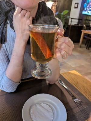 Hot apple cider at Vegan In Our House in Cairo