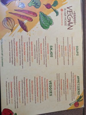 Menu as of December 2025 at Vegan In Our House in Cairo