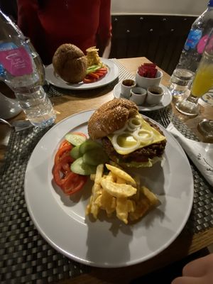 Home made vegan burger  at Vegan In Our House in Cairo