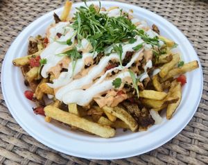 Chorizo fries  at Modern Times Beer in Santa Barbara