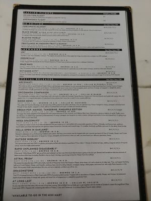 Beer Menu at Modern Times Beer in Santa Barbara