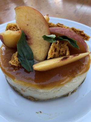 Vegan cheesecake with peaches at Modern Times Beer in Santa Barbara
