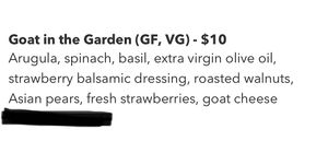 This is for sure a Vegetarian option. Remove goat cheese for my Vegans + make sure to double check that everything else is Vegan at Universal Studios - The Cowfish Sushi Burger Bar in Orlando