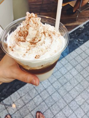 This latte is the best!!! Try it! at Las Vegan's - Corvin Plaza in Budapest