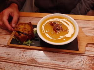 Soup and salted cake at Kaki by omc in Clermont-ferrand
