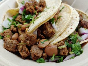Impossible Taco with pinto beans, rice, cilantro, and red onions. at Qdoba in Fort Wayne