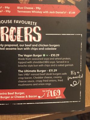 Vegan main on menu 2 at Brewers Fayre - Exeter in Exeter