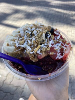 Peanut butter açai bowl  at Scoops in Santa Catalina Island