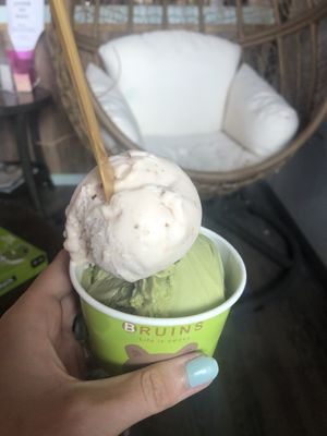 Vegan rose and matcha gelato at Javalato in Colorado Springs