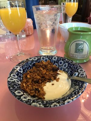 Soy yogurt with orange blossom granola at Old Caledonian Bed & Breakfast in Caledonia