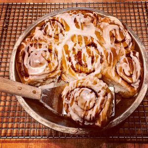 Our delicious cinnamon spice rolls-vegan, of course!😍 at Old Caledonian Bed & Breakfast in Caledonia