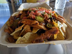 Buffalo chik'n nachos at Kind Food in North Kansas City