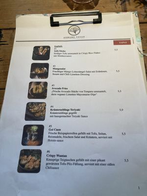 Excerpt of tapas menu  at Aomame in Hamburg