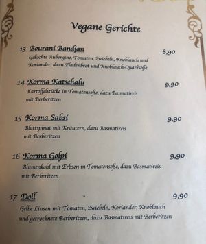 Es gibt noch weitere vegane Optionen plus Mittagstisch at Ariana Restaurant in Hamburg