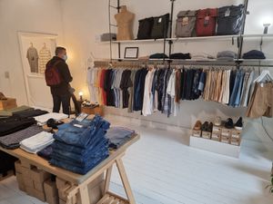Men's clothes upstairs at Sway in Leuven