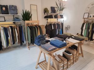 men's clothes upstairs at Sway in Leuven
