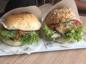 Tempeh and vegetable burger at Krowarzywa - Dzwonnicza in Warsaw