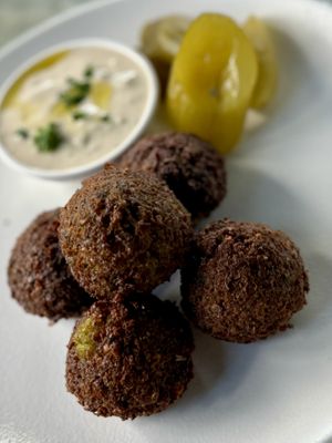 Falafel and herbed tahini   at Dvash in Boca Raton