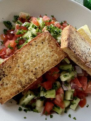 Israeli salad with tofu  at Dvash in Boca Raton