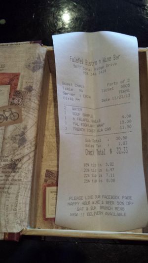 The check at Dvash in Boca Raton