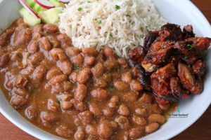 Pinto Bean Curry - with FQ signature basmati rice and garlicky eggplant at The Food Quotient in Brampton