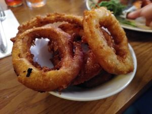 My onion ring starter at Ladybower Inn in Hope Valley