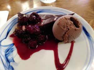 Chocolate tart to finish at Ladybower Inn in Hope Valley