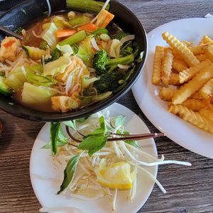 Pho and french fries so good! #Veganuary at Mitasie in Lake Forest