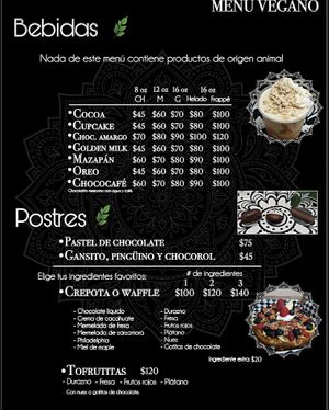 menu  at TofuKfe in Mexico City