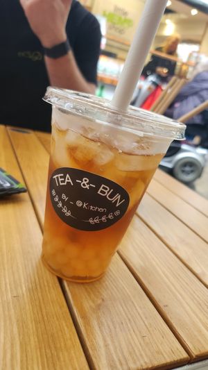 Lychee fruit tea at Tea & Bun in Plymouth