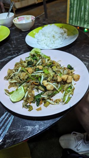 Lovely Veggies noodles with soja sauce at Nanping San in Nong Khai