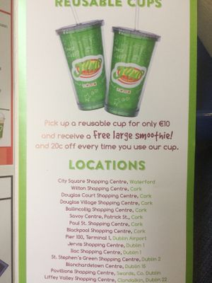 Reusable cup at Jump Juice Bar - Heuston  in Dublin
