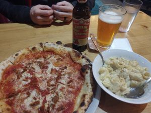 Vegan pepperoni and Mac n cheese at The Pizza Collective in Reno