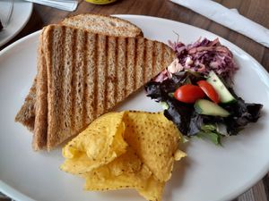 Vegan camembert, cranberry & onion toastie at Flicka Donkey Sanctuary in Penryn