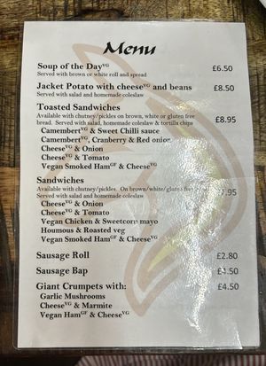 Menu   at Flicka Donkey Sanctuary in Penryn