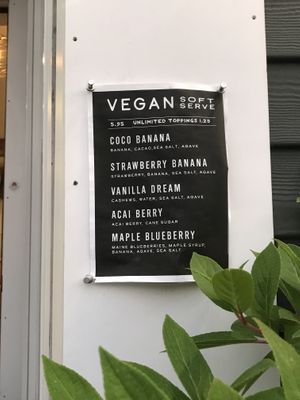 List of vegan options  at Scoop Shack in Ogunquit