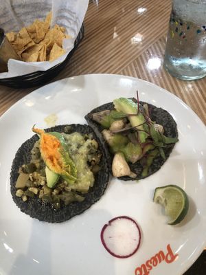 Seasonal vegetable and mushroom tacos at Puesto in Concord