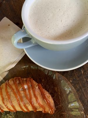 Soy Milk Chai Latte and a Vegan Sofritas Empanada with Guava Sauce.  at Black Crow Coffee Co - 1st Ave in St Petersburg