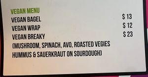 Vegan options   at Mad Snake Cafe in Darwin