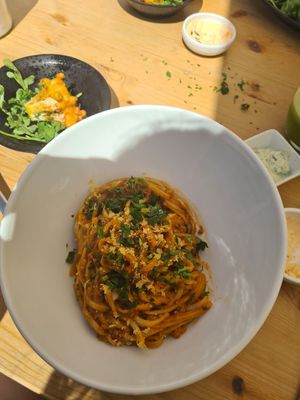 Pasta bolognese, yummi! at Donna Vegana in Mallorca