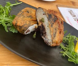 Main menu item; very small  at Donna Vegana in Mallorca