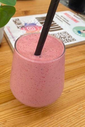 "Pink Love" (?) strawberry that tastes more like banana than anything else that's pink  at Donna Vegana in Mallorca