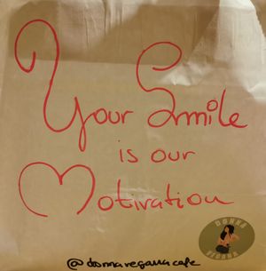 This is written on the takeaway bags. A perfect example for the values they stand for. at Donna Vegana in Mallorca