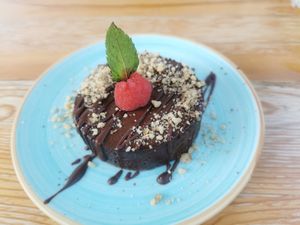Chocolate cake at Donna Vegana in Mallorca