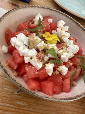 Watermelon salad. Under dressed    at Donna Vegana in Mallorca